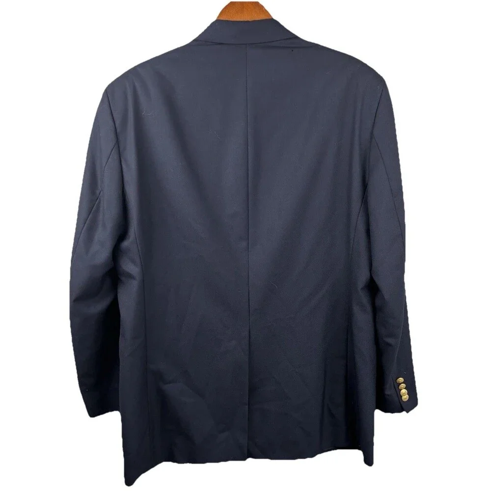 Chaps Ralph Lauren Mens Blazer Navy Blue Wool 2 Button Jacket Sport Coat 44L